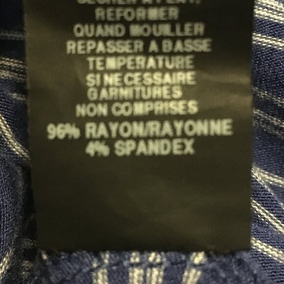 Rayon Blend Made in Canada Blue & White Barcode Striped Tee - Picture 9 of 15